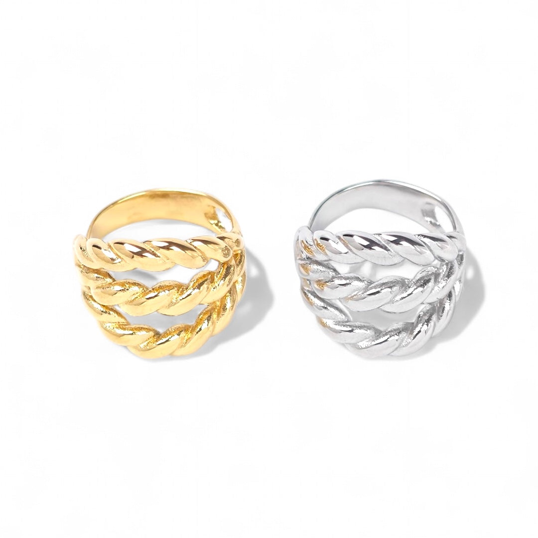 Δαχτυλίδι “Rope Bold” από ανοξείδωτο ατσάλι με σχέδιο πλεξούδας σε χρυσή και ασημένια απόχρωση – So Cute by Dimi