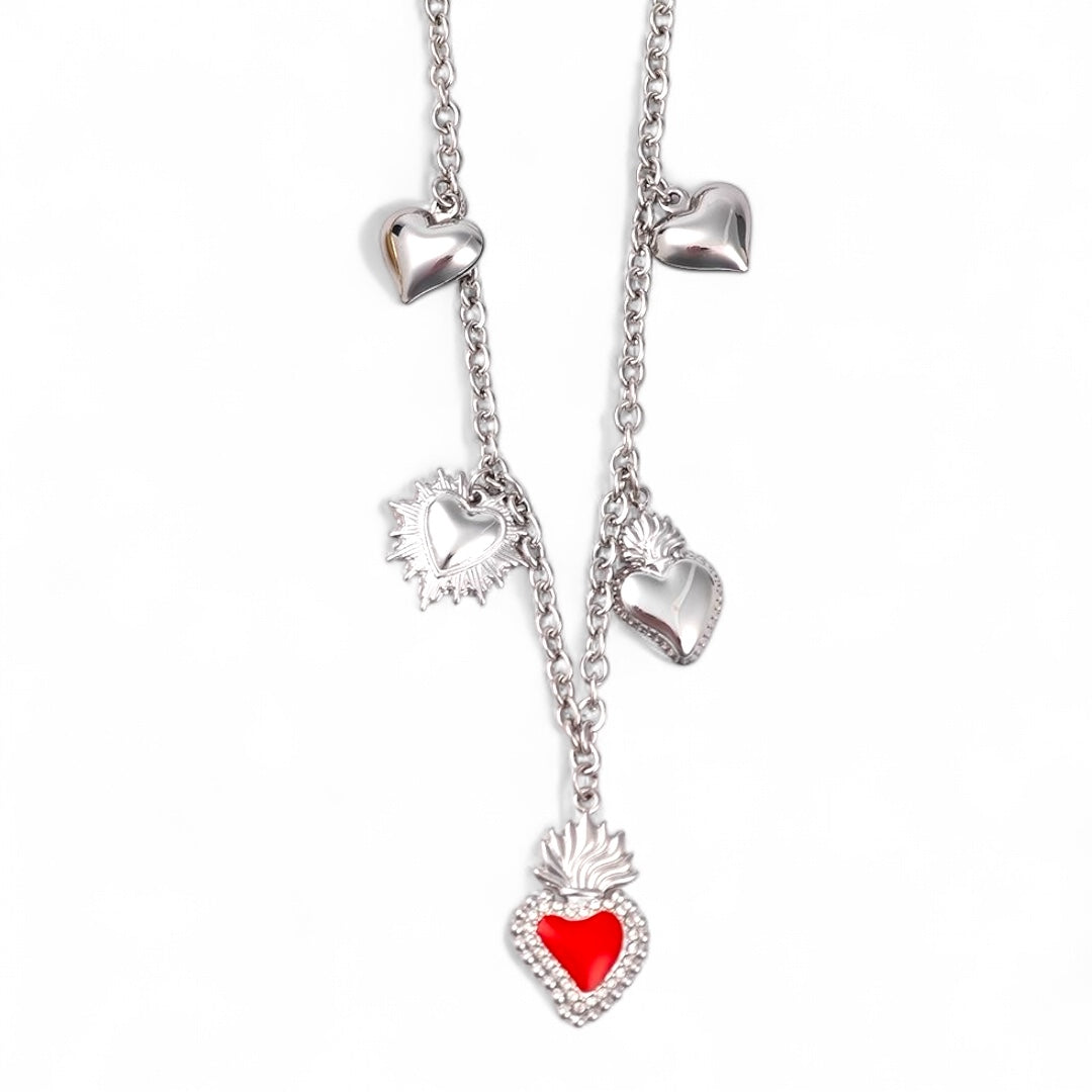 ⚡🚚 Κολιέ “Sacred Love” με Κρεμαστά Μοτίφ Καρδιάς - So Cute by Dimi