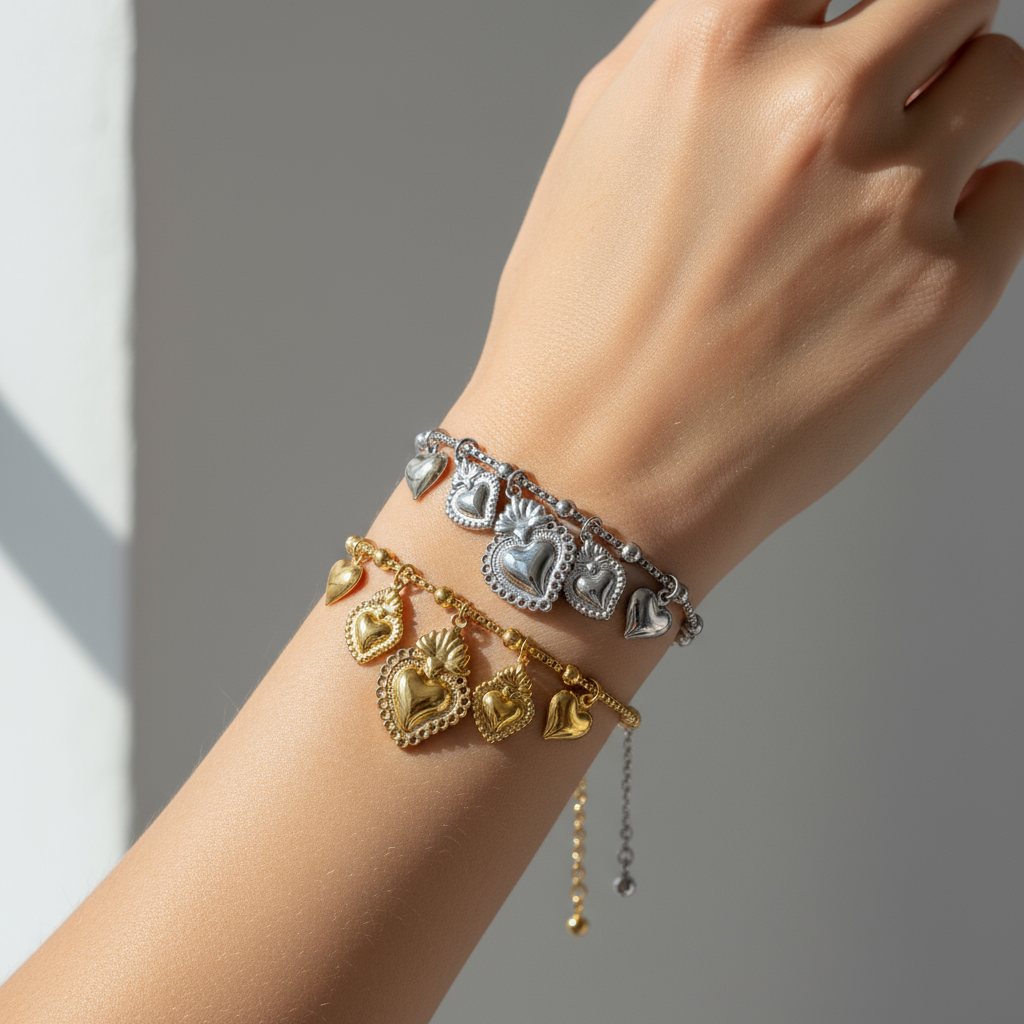 ⚡🚚 Βραχιόλι “Sacred Drops” με Μοτίφ Ιερής Καρδιάς - So Cute by Dimi