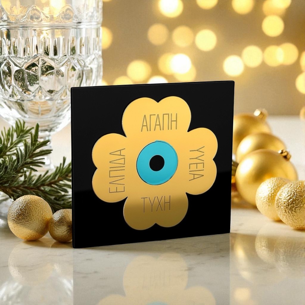 Γούρι τετράγωνο τριφύλλι με ευχές - So Cute by Dimi