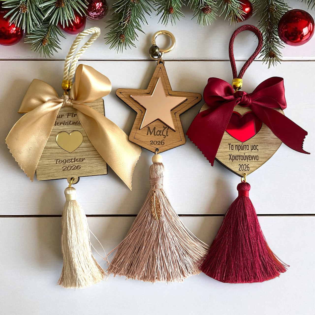 Χειροποίητα γούρια από ξύλο και πλεξιγκλάς για ζευγάρια– So Cute by Dim