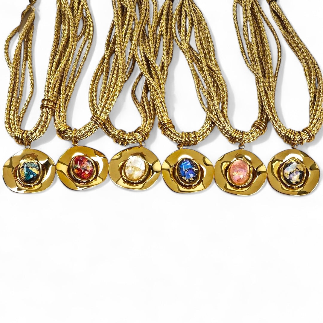 ⚡🚚 Κολιέ “Liquid Aura” με Ανάγλυφο Μεταλλικό Στοιχείο - So Cute by Dimi