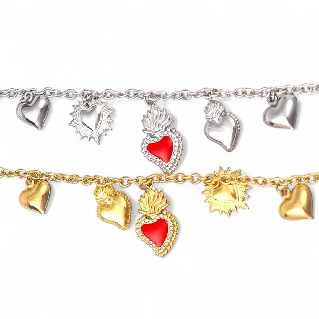 ⚡🚚 Βραχιόλι “Sacred Hearts” με Κρεμαστά Μοτίφ - So Cute by Dimi