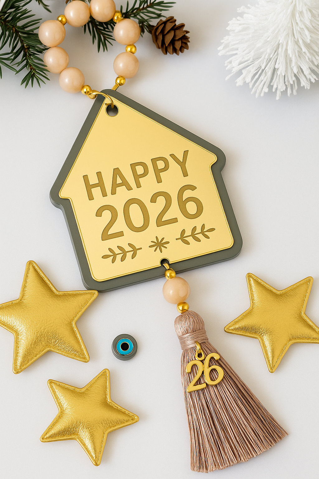 Γούρι σπιτάκι με καρδιά και φούντα - So Cute by Dimi