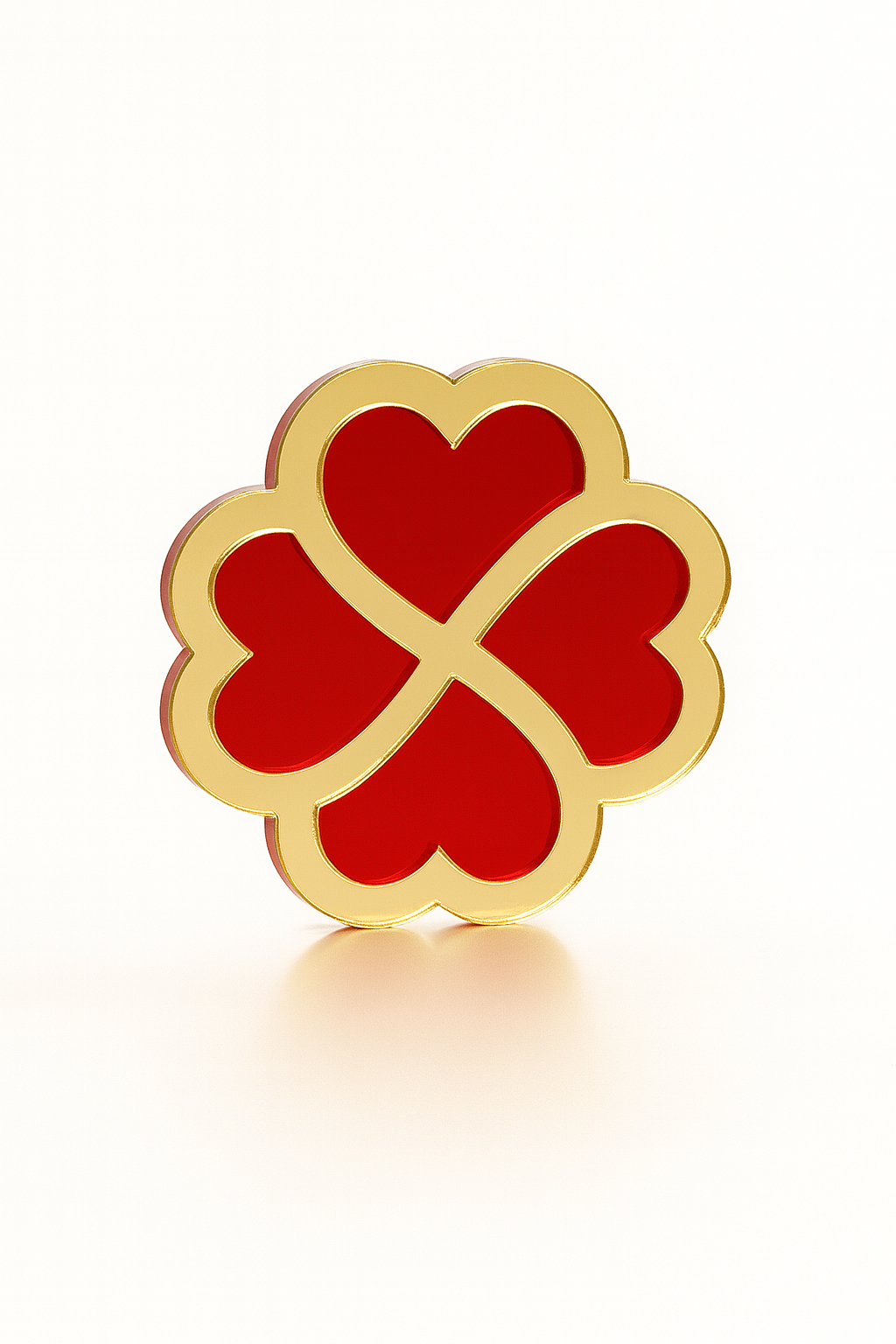 Επιτραπέζιο γούρι τετράφυλλο τριφύλλι με καρδιές από plexiglass καθρέφτη – So Cute by Dimi