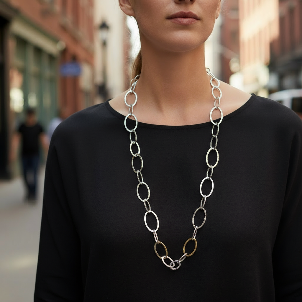 Ατσάλινο Κολιέ Oval Links - So Cute by Dimi