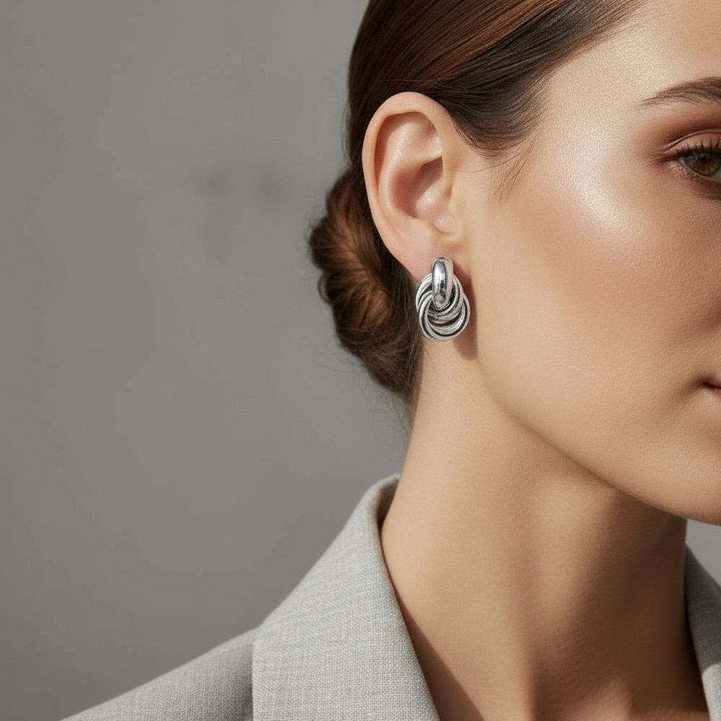 Twist Harmony – Ατσάλινα Σκουλαρίκια Κρίκοι με Κόμπους - So Cute by Dimi