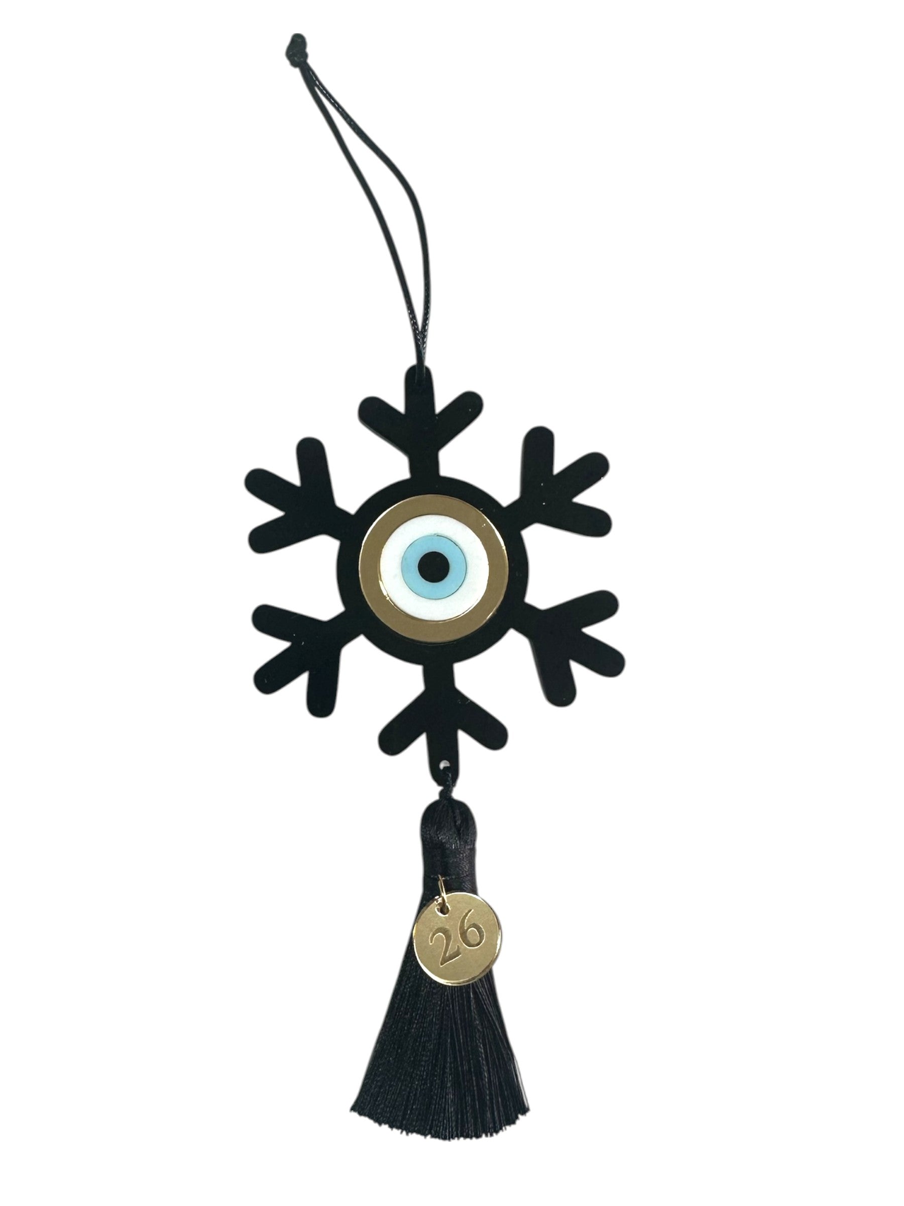 Κρεμαστό Γούρι Νιφάδα με Μάτι & Φούντα – 2026 - So Cute by Dimi