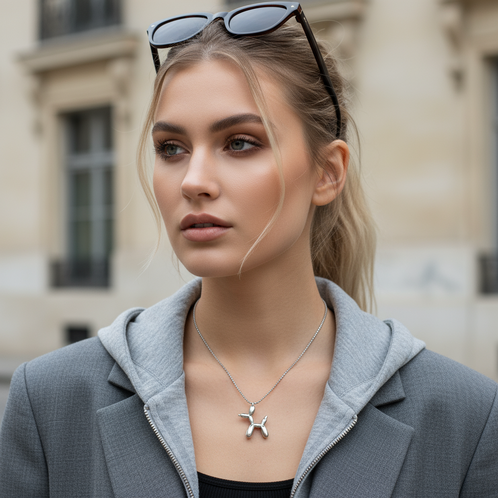 Κολιέ από ατσάλι με balloon dog charm σε χρυσό και ασημί – So Cute by Dimi