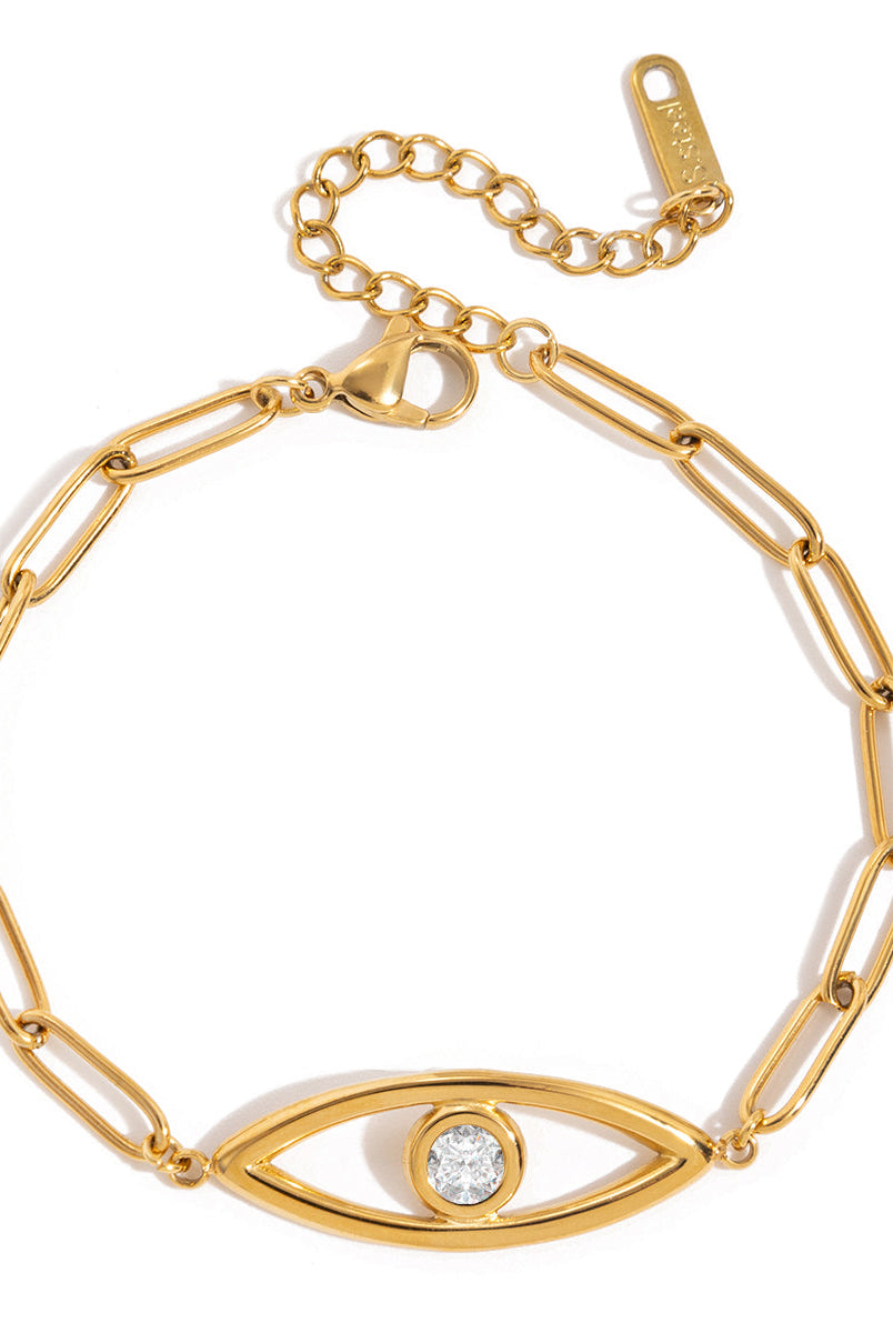 Iris – Ατσάλινο βραχιόλι με μάτι και λευκό ζιργκόν από το So Cute by Dimi