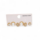 Σετ 3 ζευγαριών ατσάλινα σκουλαρίκια με πέρλα, strass & mother of pearl σε χρυσό και ασημί – So Cute by Dimi