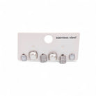 Σετ 3 ζευγαριών ατσάλινα σκουλαρίκια με πέρλα, strass & mother of pearl σε χρυσό και ασημί – So Cute by Dimi