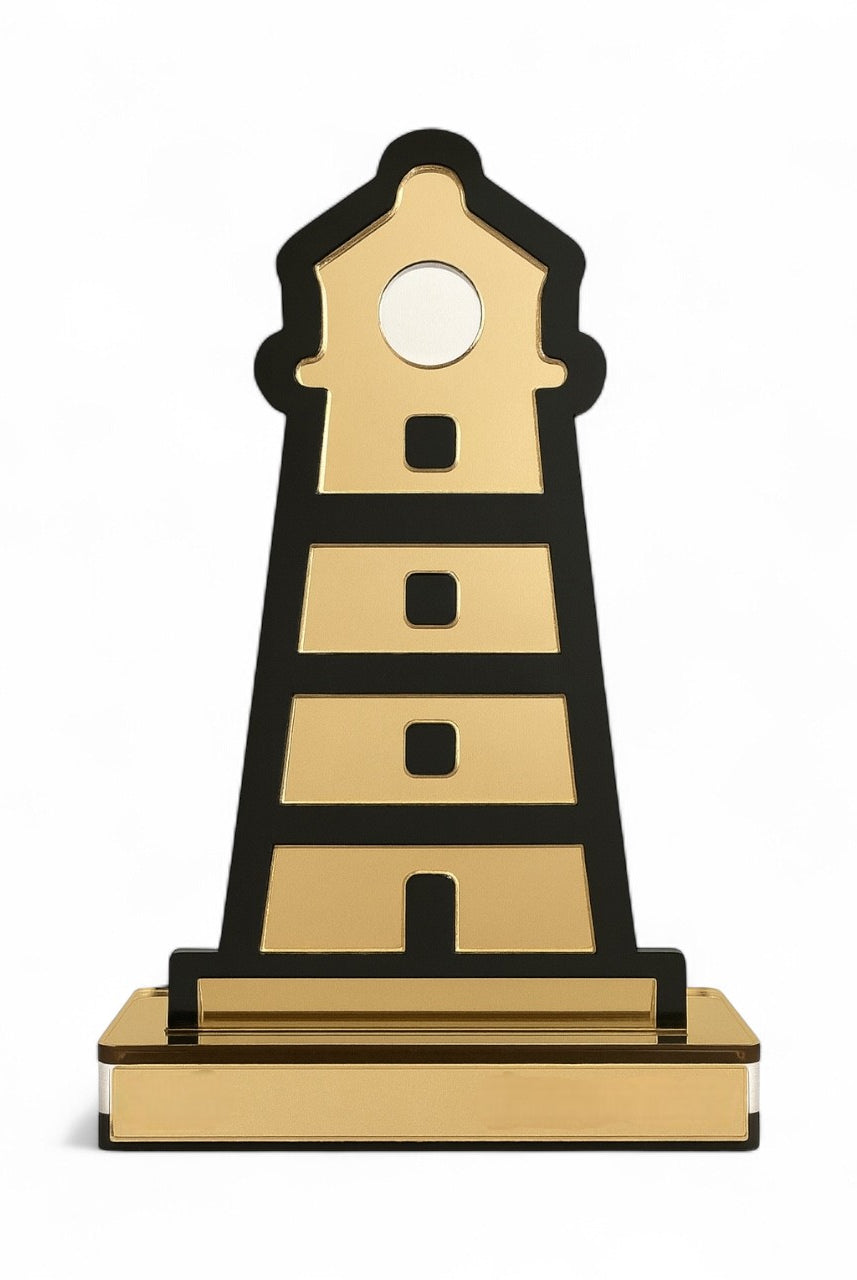 Διακοσμητικός φάρος από plexiglass καθρέφτη και μαύρο ακρυλικό σε acrylic βάση, So Cute by Dimi