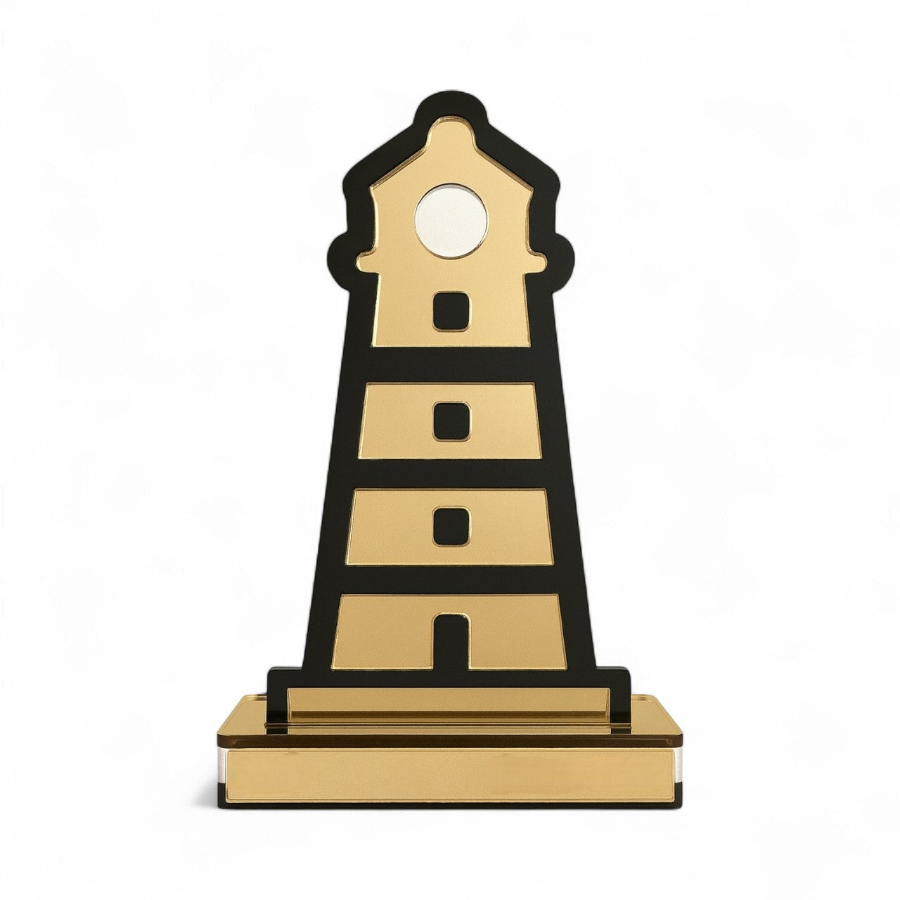 Διακοσμητικός φάρος από plexiglass καθρέφτη και μαύρο ακρυλικό σε acrylic βάση, So Cute by Dimi