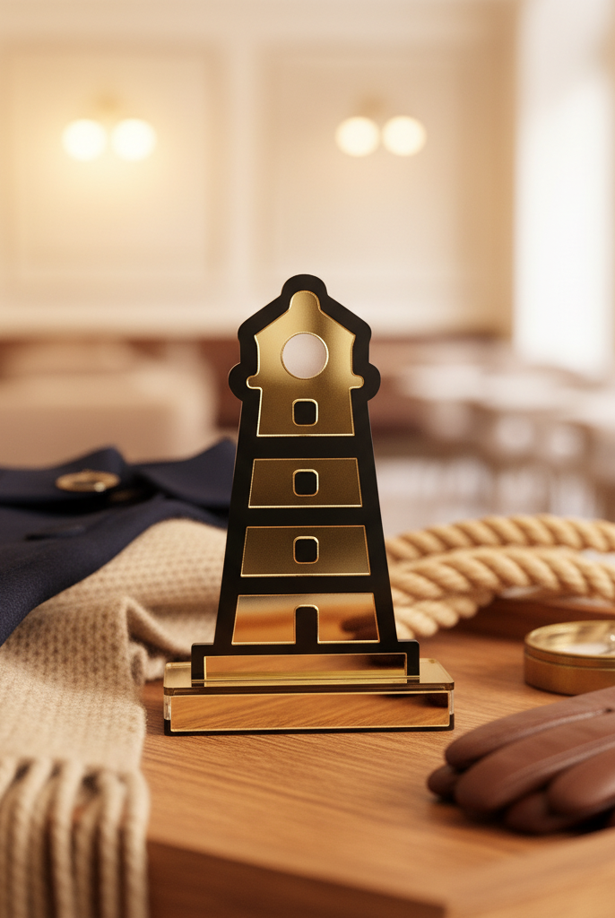 Διακοσμητικός φάρος από plexiglass καθρέφτη και μαύρο ακρυλικό σε acrylic βάση, So Cute by Dimi