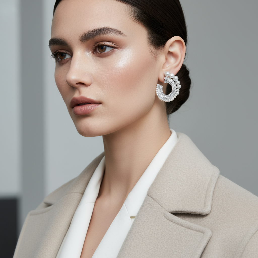 Statement σκουλαρίκια με πέρλες και στρας σε χρυσό και ασημί, So Cute by Dimi.