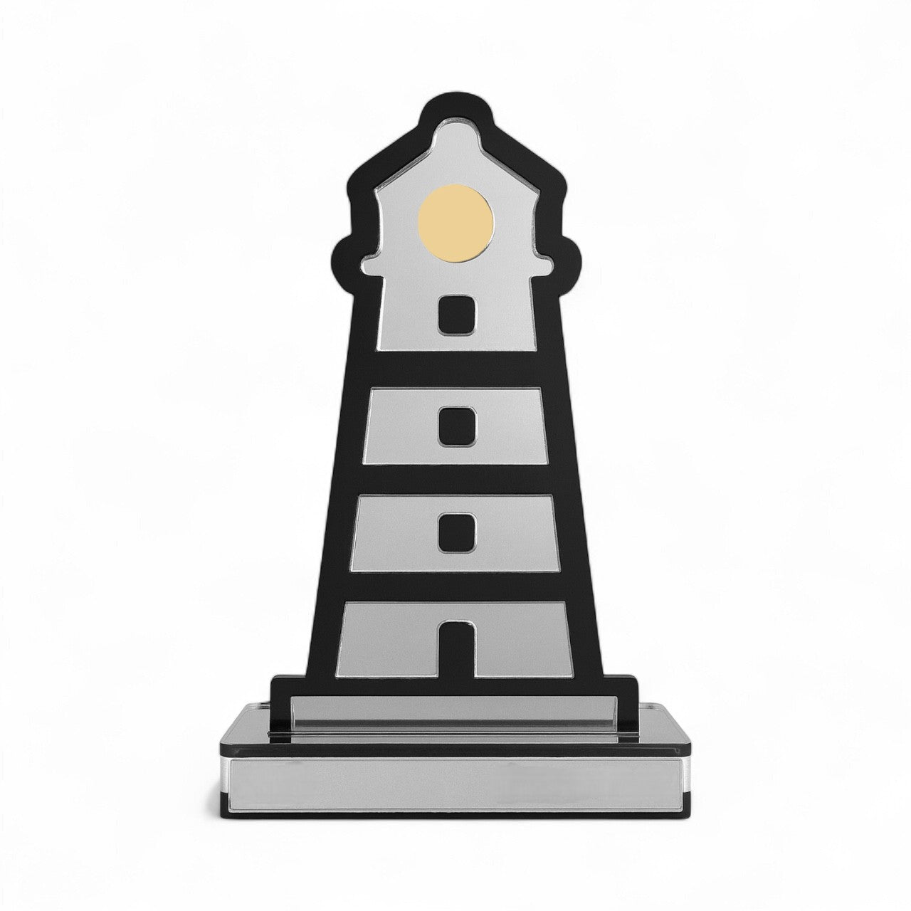 Διακοσμητικός φάρος από plexiglass καθρέφτη και μαύρο ακρυλικό σε acrylic βάση, So Cute by Dimi