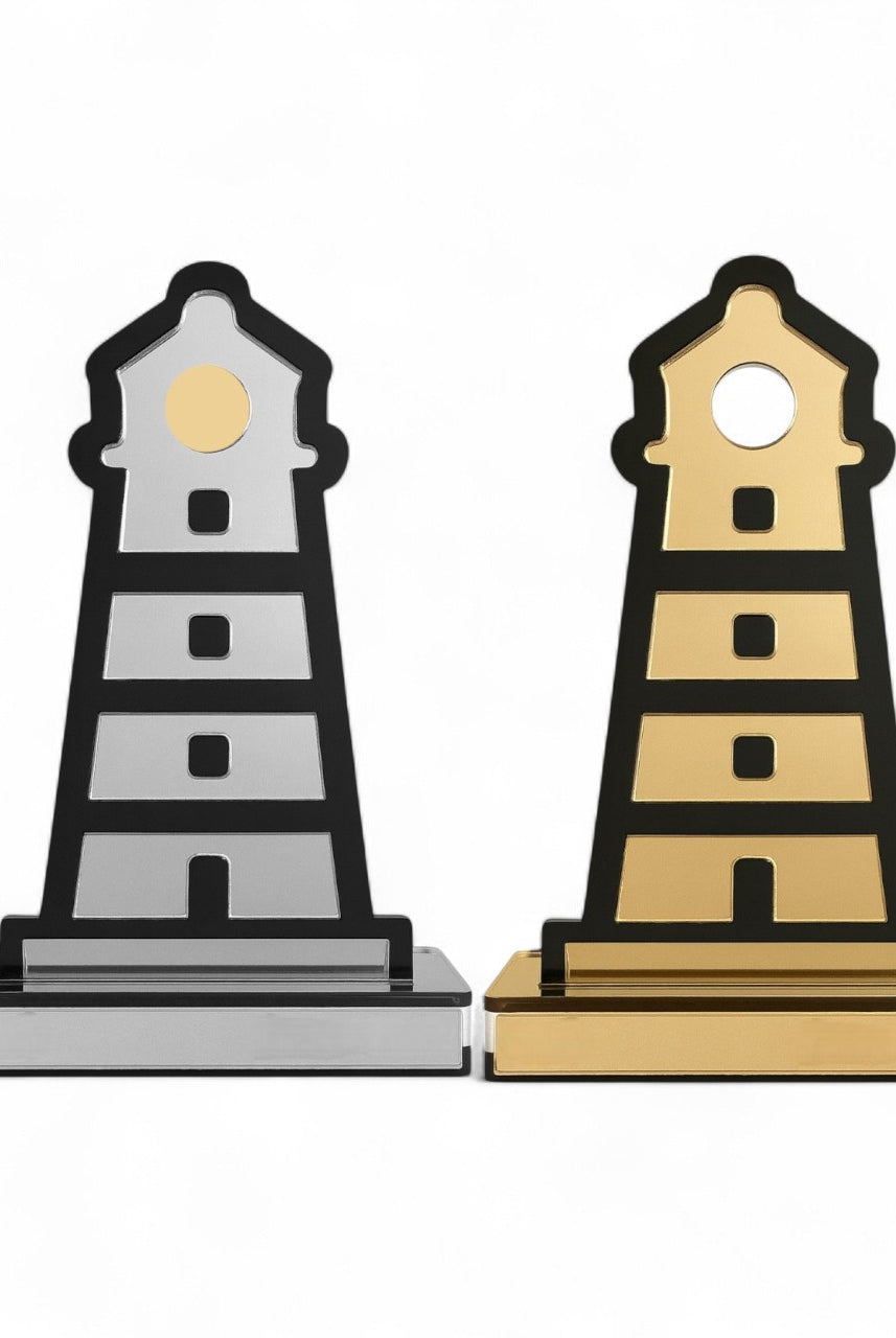 Διακοσμητικός φάρος από plexiglass καθρέφτη και μαύρο ακρυλικό σε acrylic βάση, So Cute by Dimi