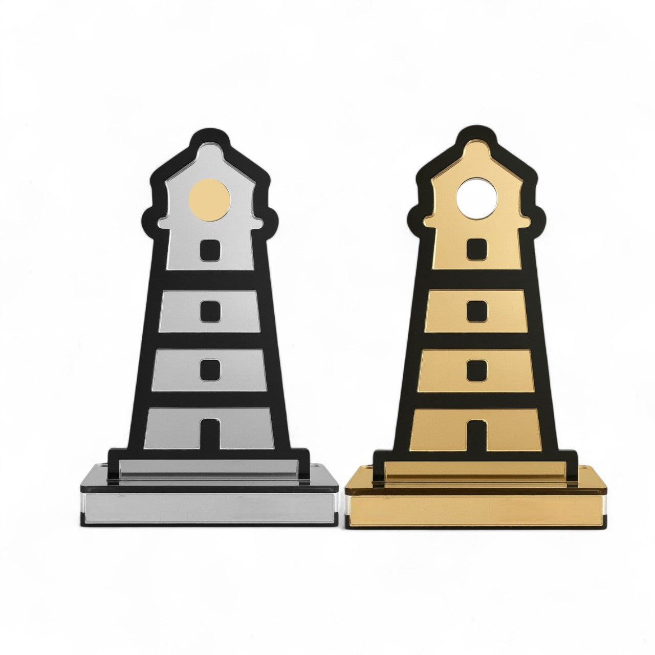 Διακοσμητικός φάρος από plexiglass καθρέφτη και μαύρο ακρυλικό σε acrylic βάση, So Cute by Dimi