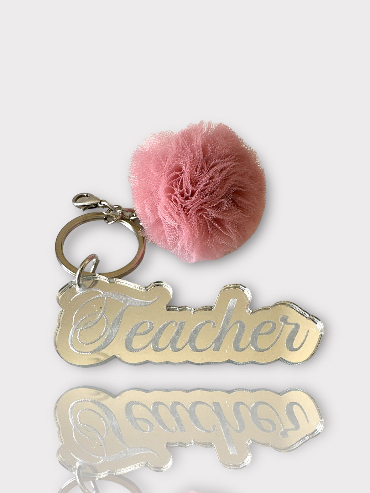 Μπρελόκ Teacher με πον πον σε ξύλινη πλάτη δώρου - So Cute by Dimi