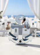 Χειροποίητο επιτραπέζιο γούρι άγκυρα με μάτι από πλεξιγκλάς καθρέφτη, διπλής όψεως, σε χρυσό ή ασημί, So Cute by Dimi.