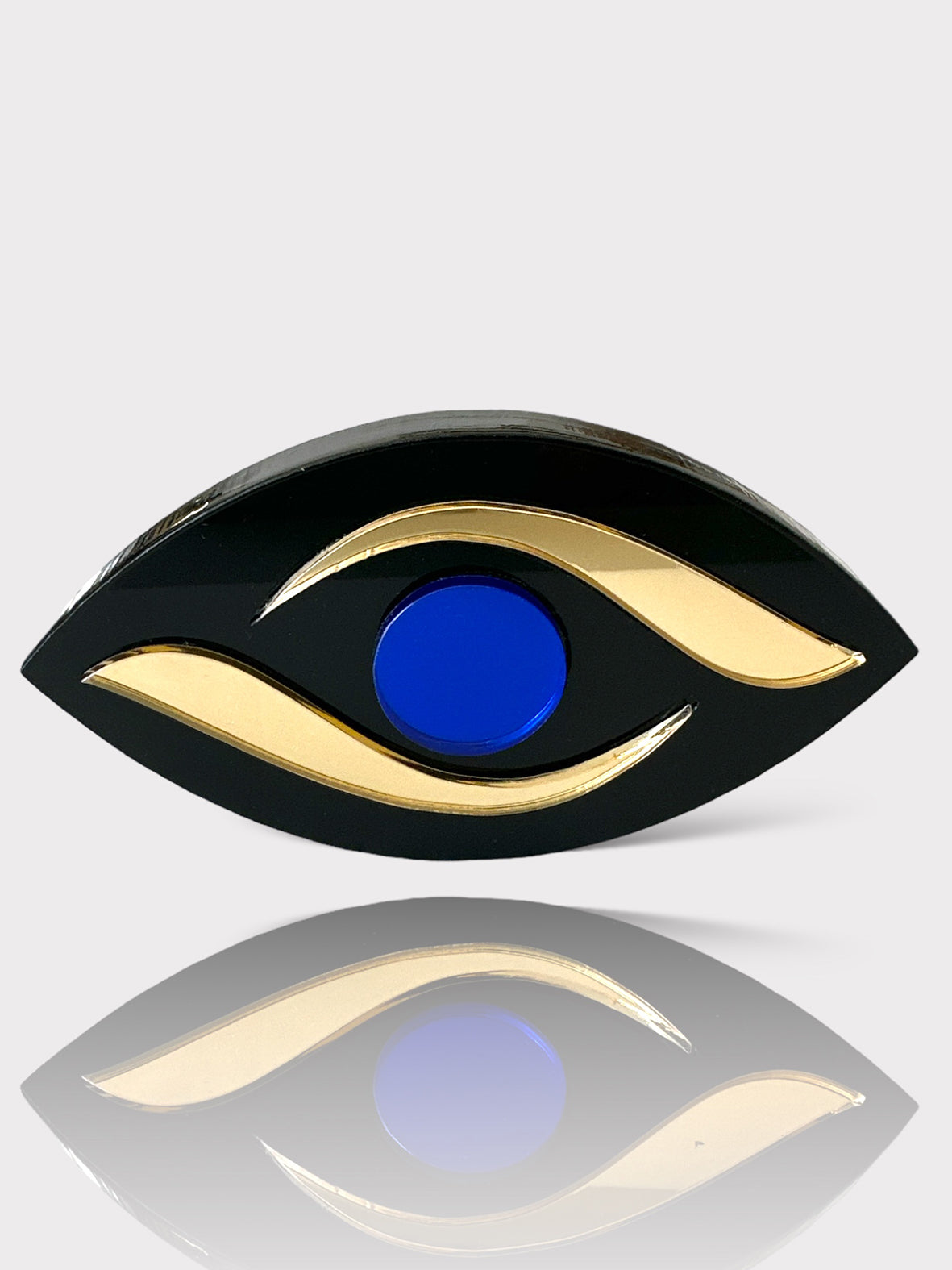 Χειροποίητο γούρι μάτι MYRTO CHARM από plexiglass με καμπυλωτά χρυσά φύλλα καθρέφτη,So Cute by Dimi