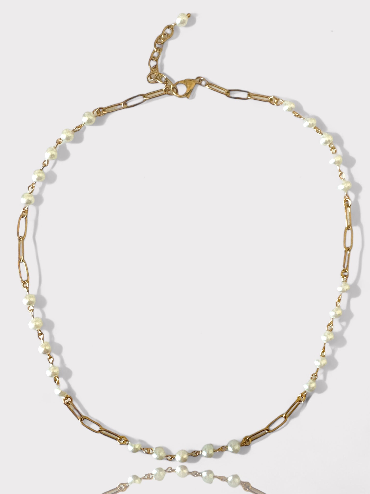 Χειροποίητο κολιέ με πέρλες και ατσάλινη αλυσίδα – Charis Pearl Necklace – So Cute by Dimi