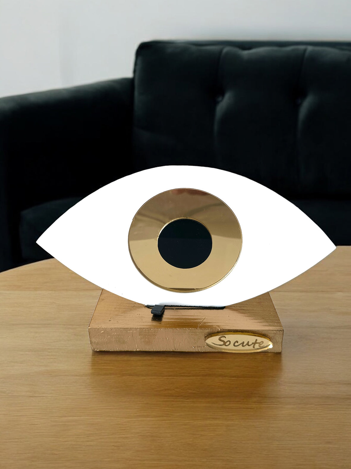 Γούρι οβάλ λευκό μάτι σε βάση - So Cute by Dimi