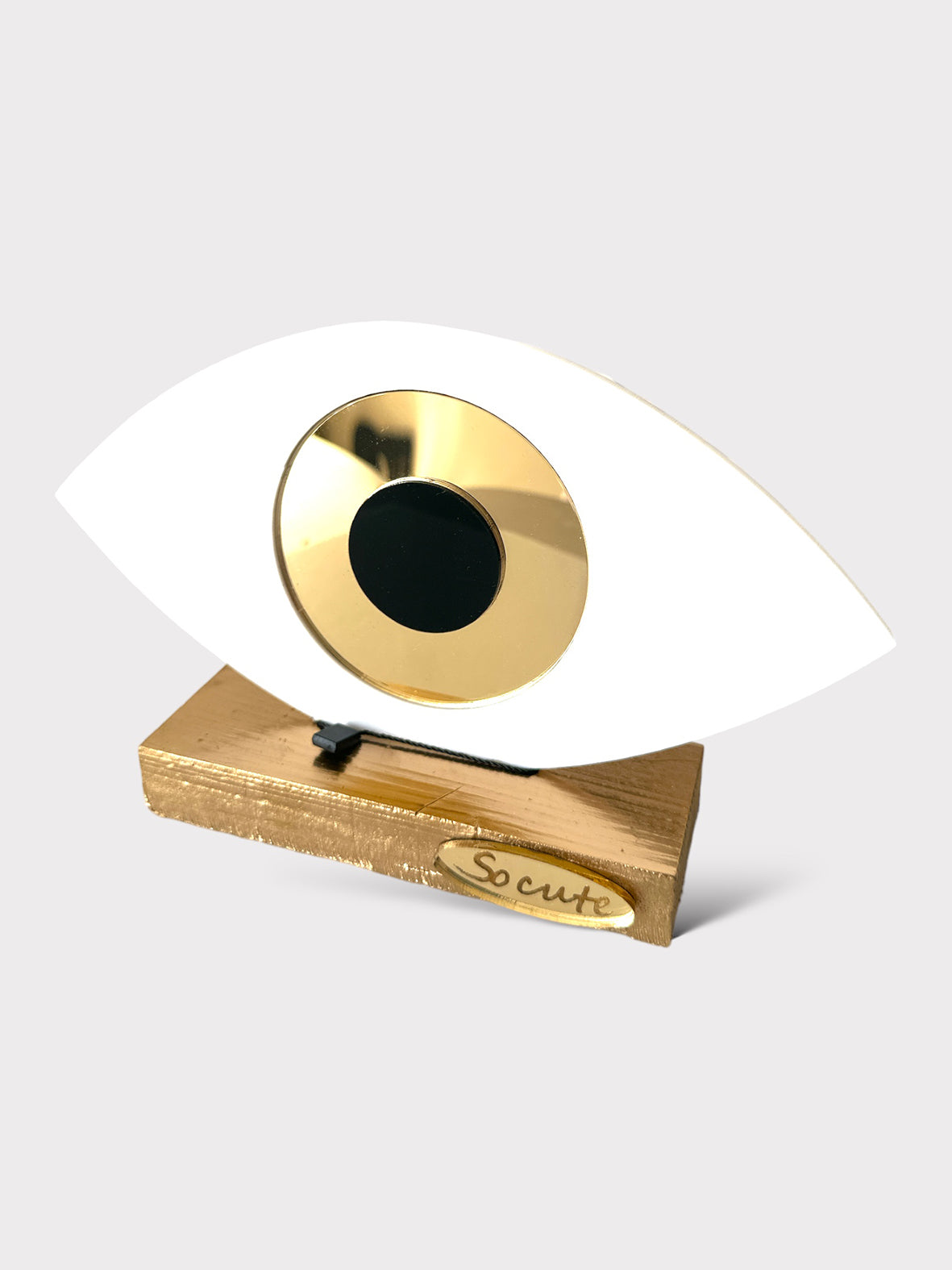 Γούρι οβάλ λευκό μάτι σε βάση - So Cute by Dimi