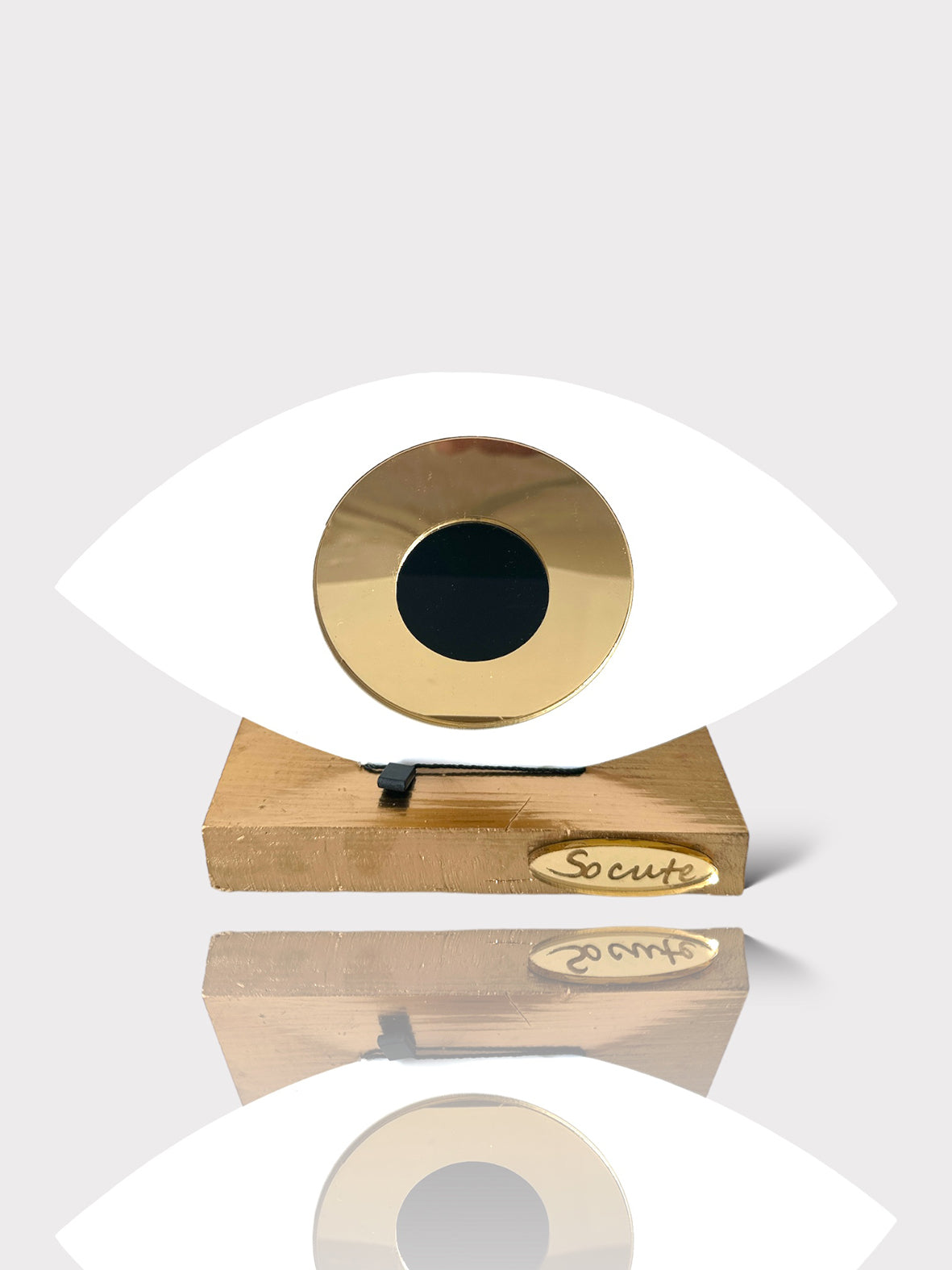 Γούρι οβάλ λευκό μάτι σε βάση - So Cute by Dimi