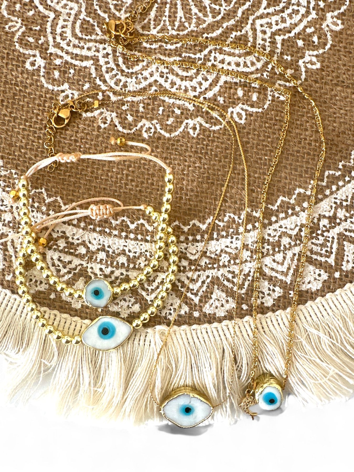 Ατσάλινο κολιέ με γυάλινο lampwork μάτι - So Cute by Dimi