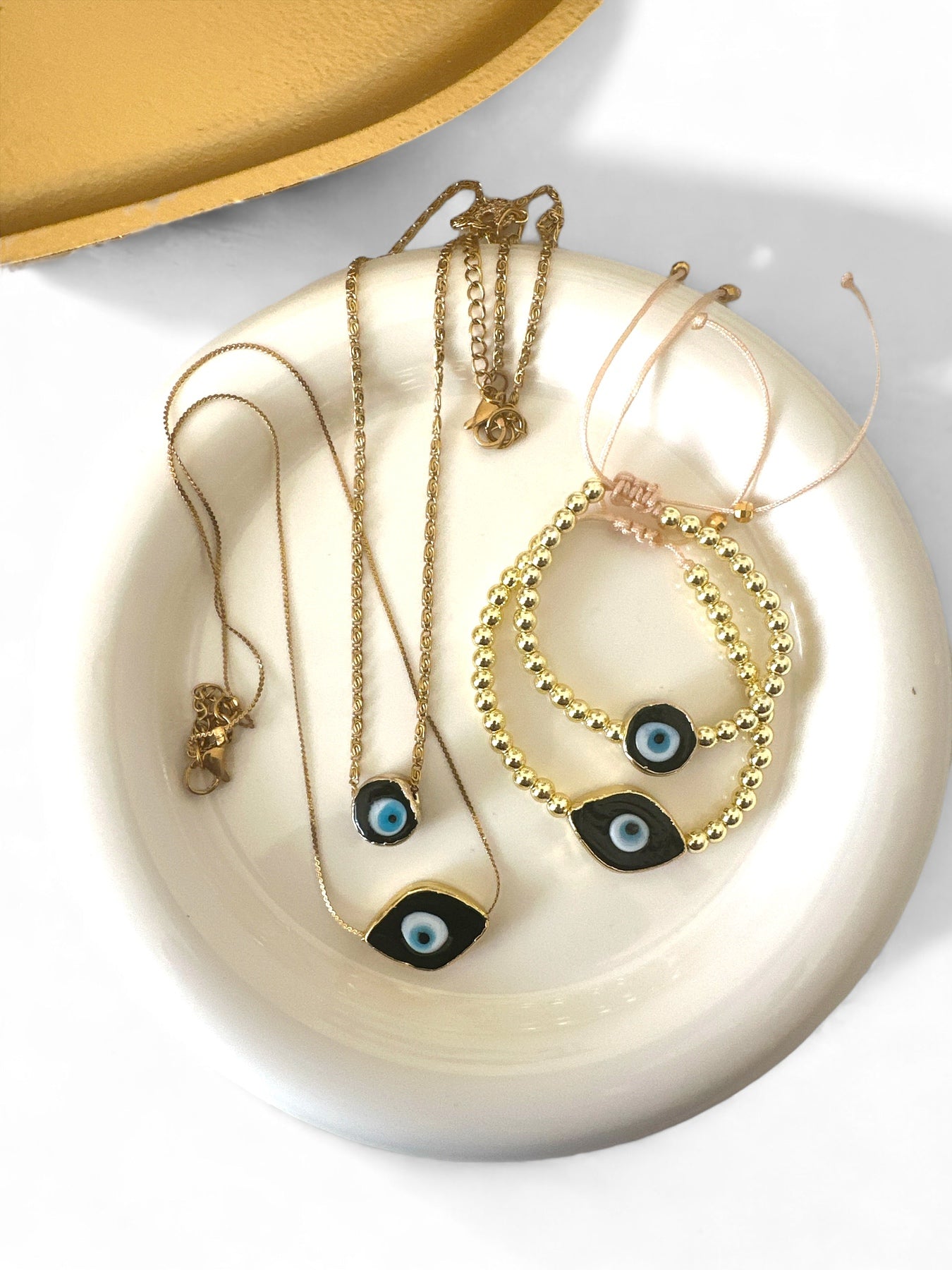 Ατσάλινο κολιέ με γυάλινο lampwork μάτι - So Cute by Dimi