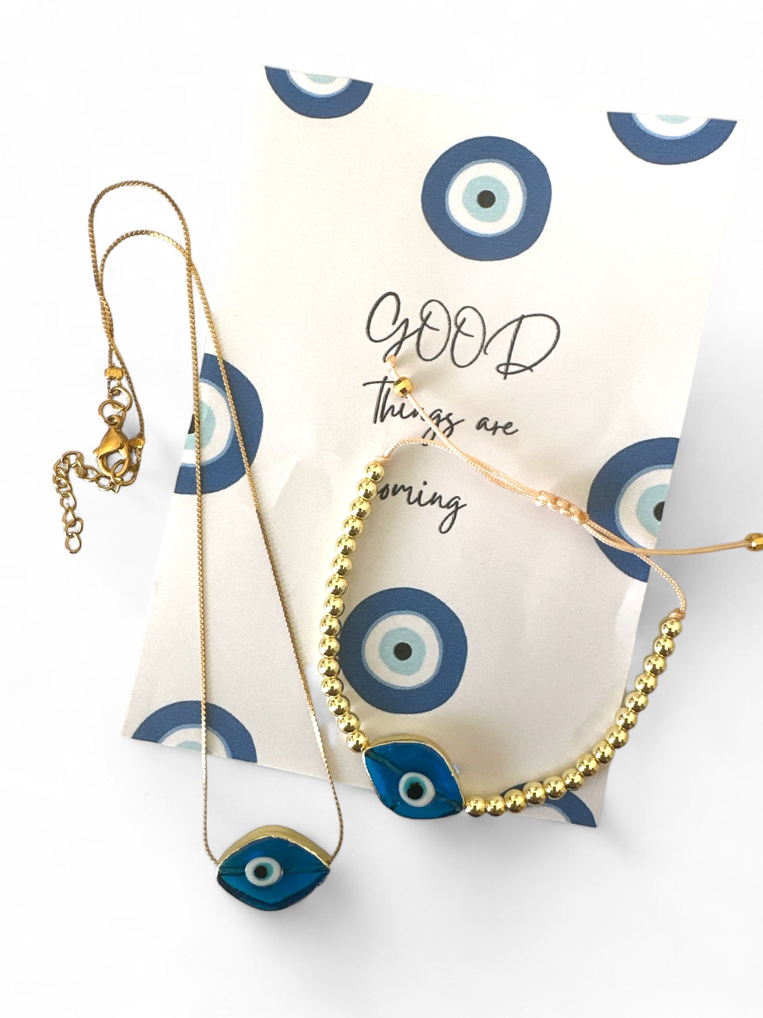 Ατσάλινο κολιέ με γυάλινο lampwork μάτι - So Cute by Dimi