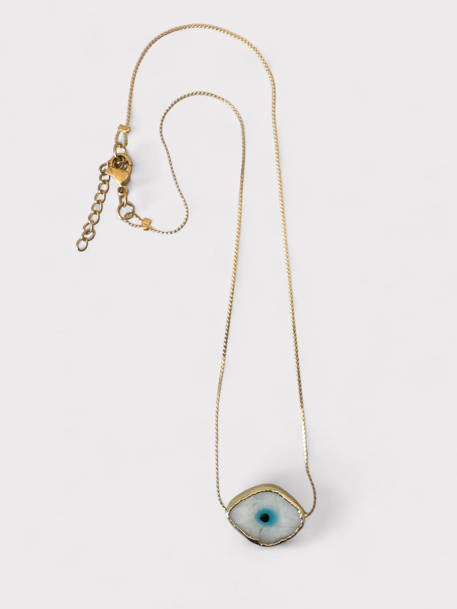 Ατσάλινο κολιέ με γυάλινο lampwork μάτι - So Cute by Dimi