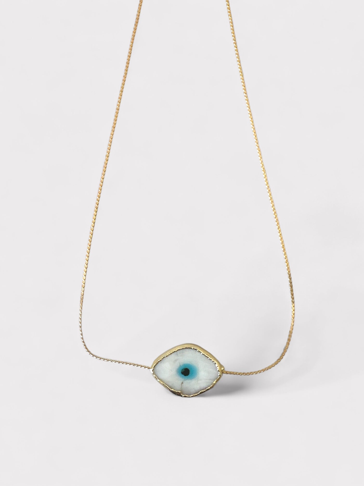 Ατσάλινο κολιέ με γυάλινο lampwork μάτι - So Cute by Dimi