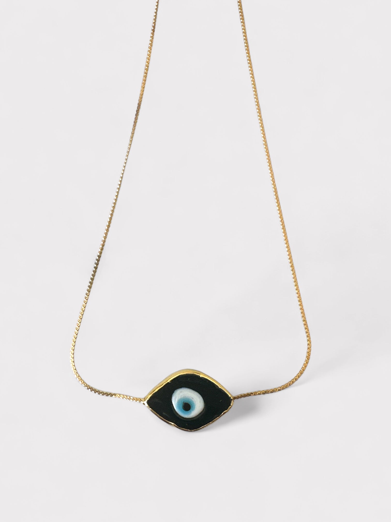 Ατσάλινο κολιέ με γυάλινο lampwork μάτι - So Cute by Dimi