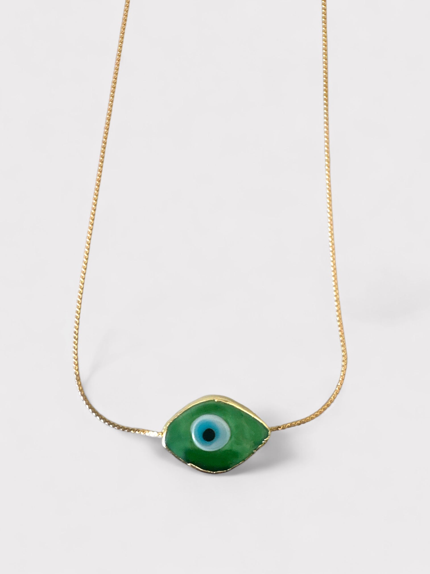 Ατσάλινο κολιέ με γυάλινο lampwork μάτι - So Cute by Dimi