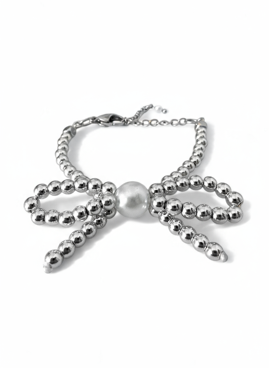 Χειροποίητο βραχιόλι με πέρλα και φιογκάκι από αιματίτη – Irene Bracelet – So Cute by Dimi