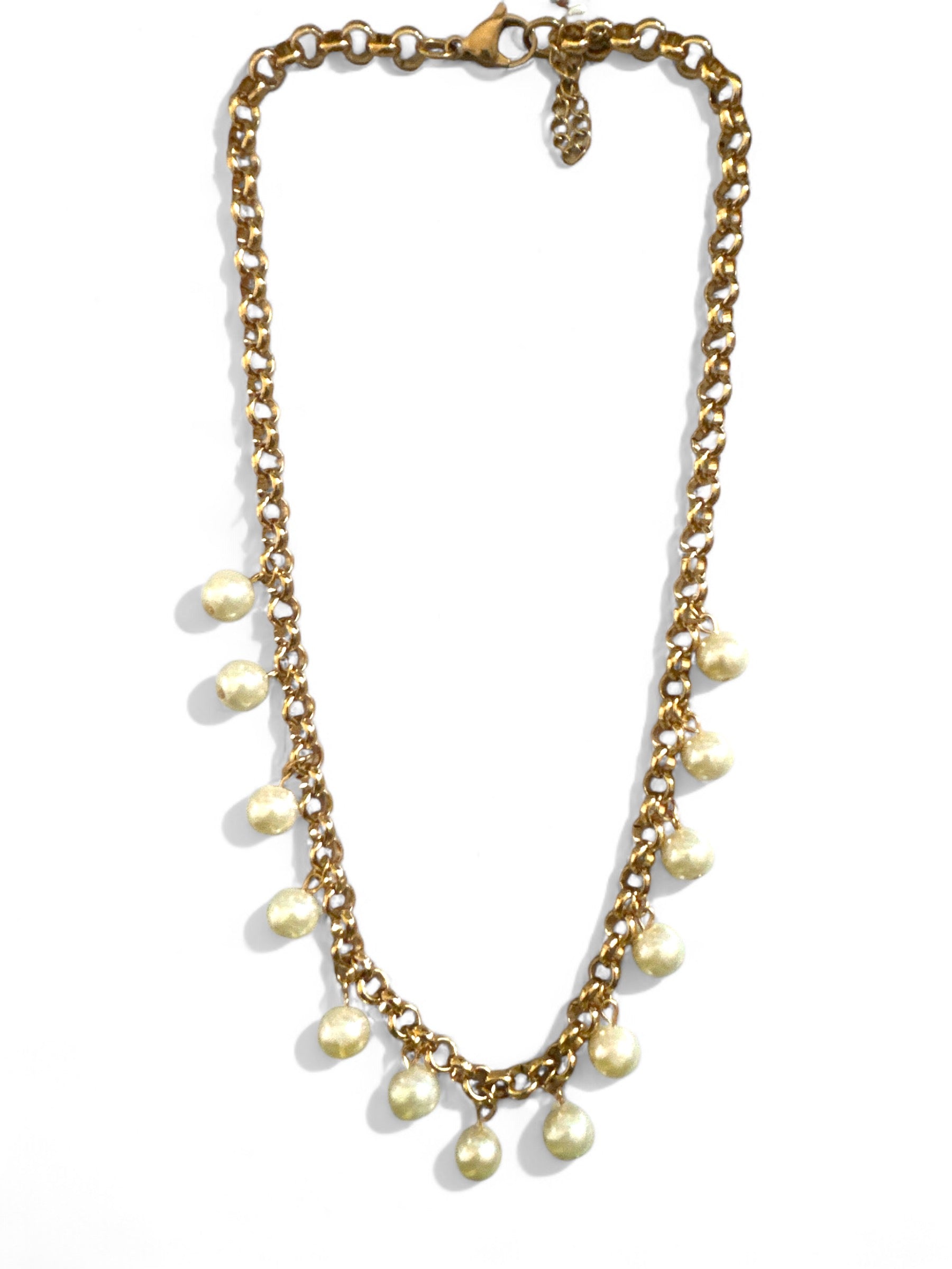 Χειροποίητο κολιέ με ατσάλινη αλυσίδα και κρεμαστές πέρλες – Kalisti Necklace – So Cute by Dimi