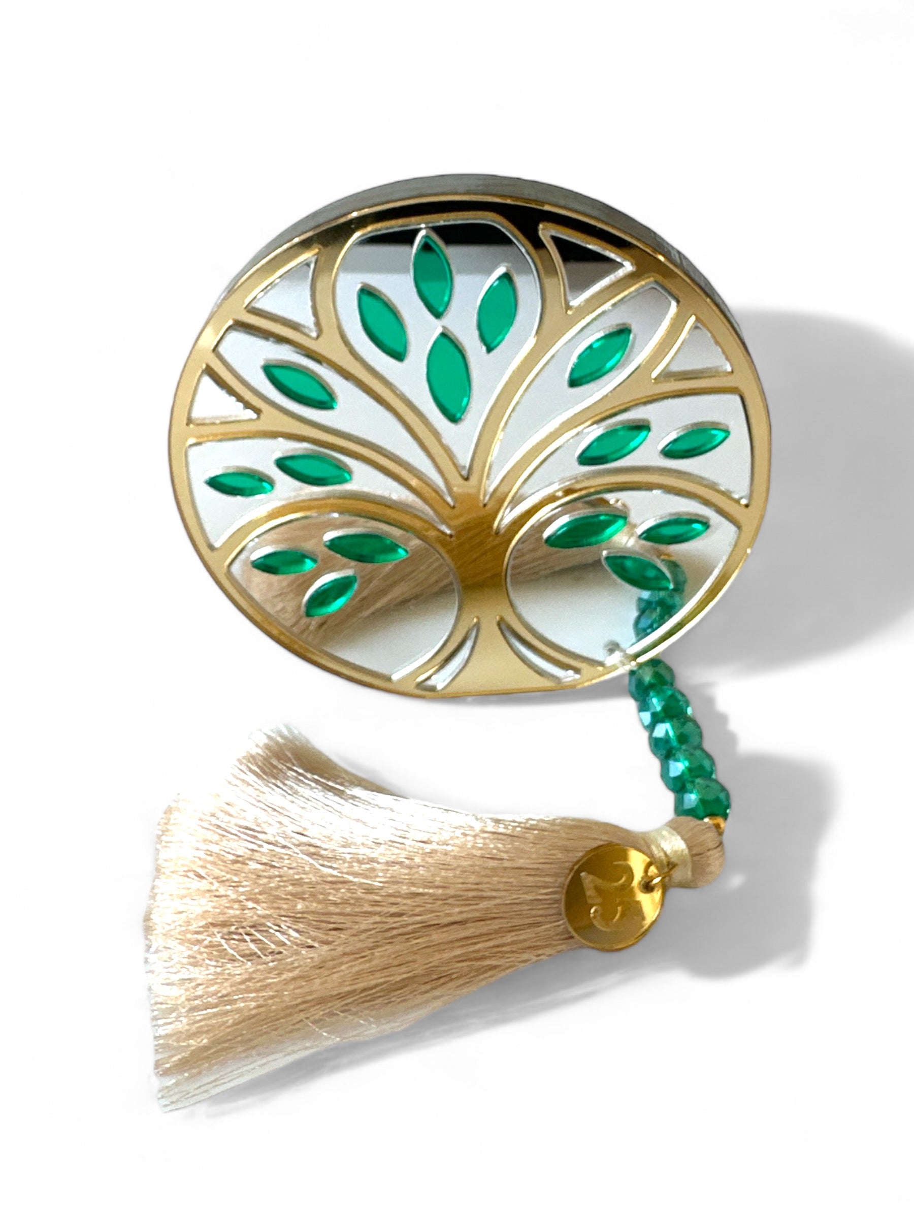 Γούρι Δέντρο Ζωής από πλεξιγκλάς καθρέφτη με φούντα – So Cute by Dimi