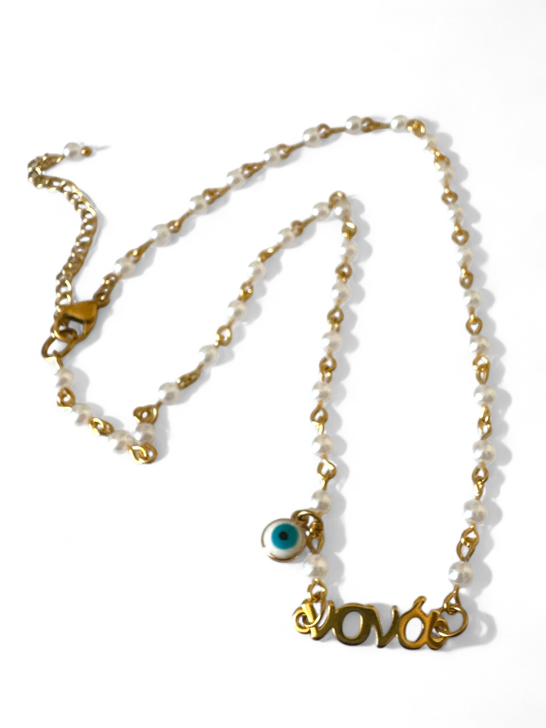 Κολιέ ροζάριο με πέρλες Νονά - So Cute by Dimi