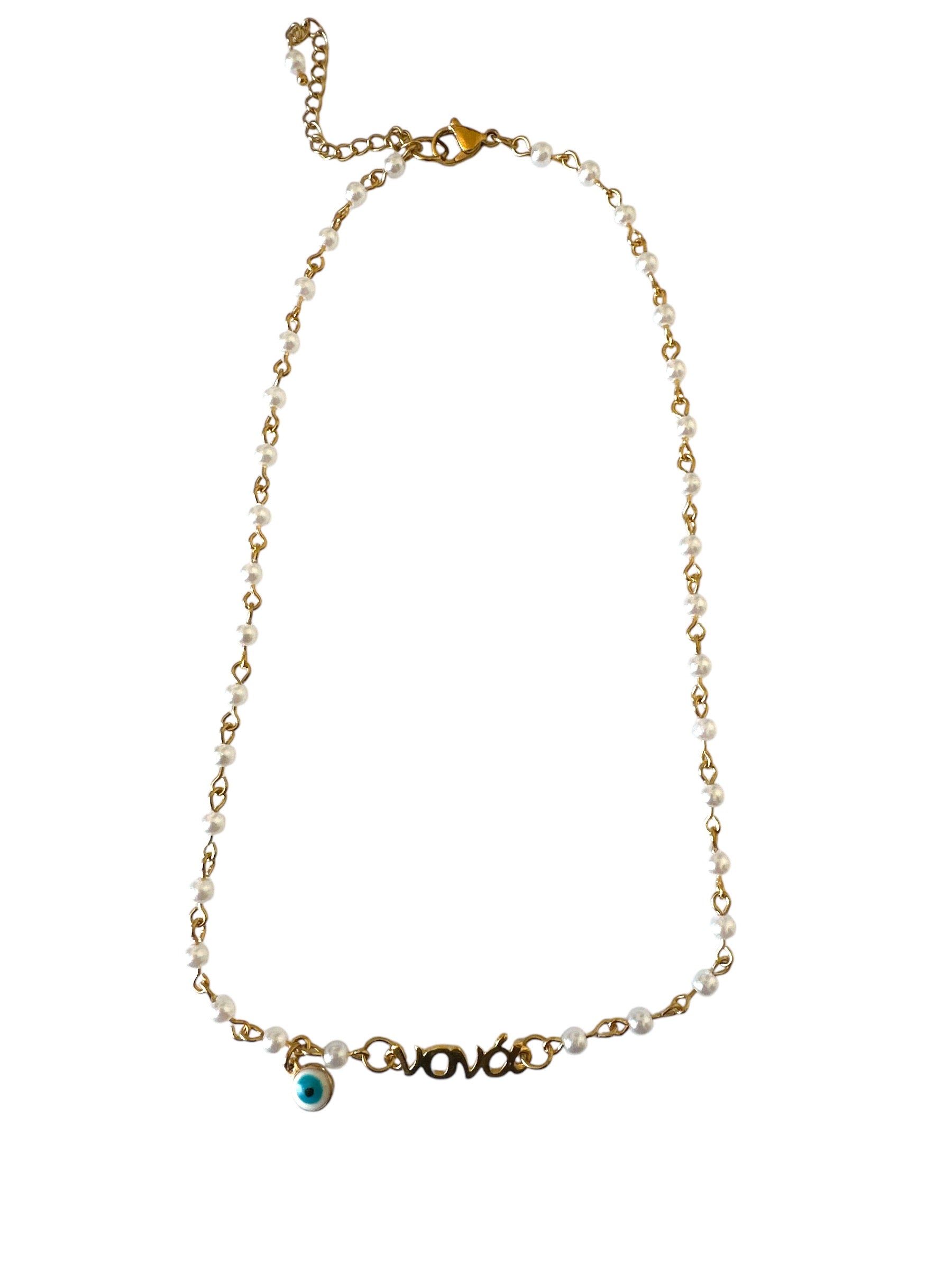 Κολιέ ροζάριο με πέρλες Νονά - So Cute by Dimi