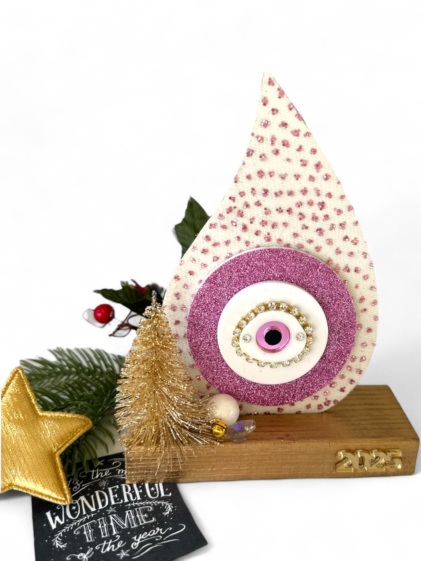 Γούρι 2026 Fairytale Drop of Luck – Σταγόνα με μάτι, glitter και χρυσό έλατο – So Cute by Dimi