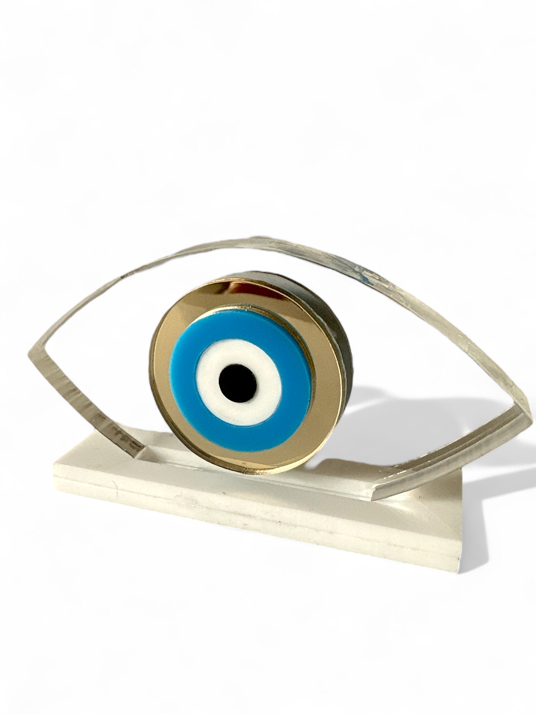 Γούρι διάφανο πλεξιγκλάς μικρό οβάλ μάτι σε βάση - So Cute by Dimi