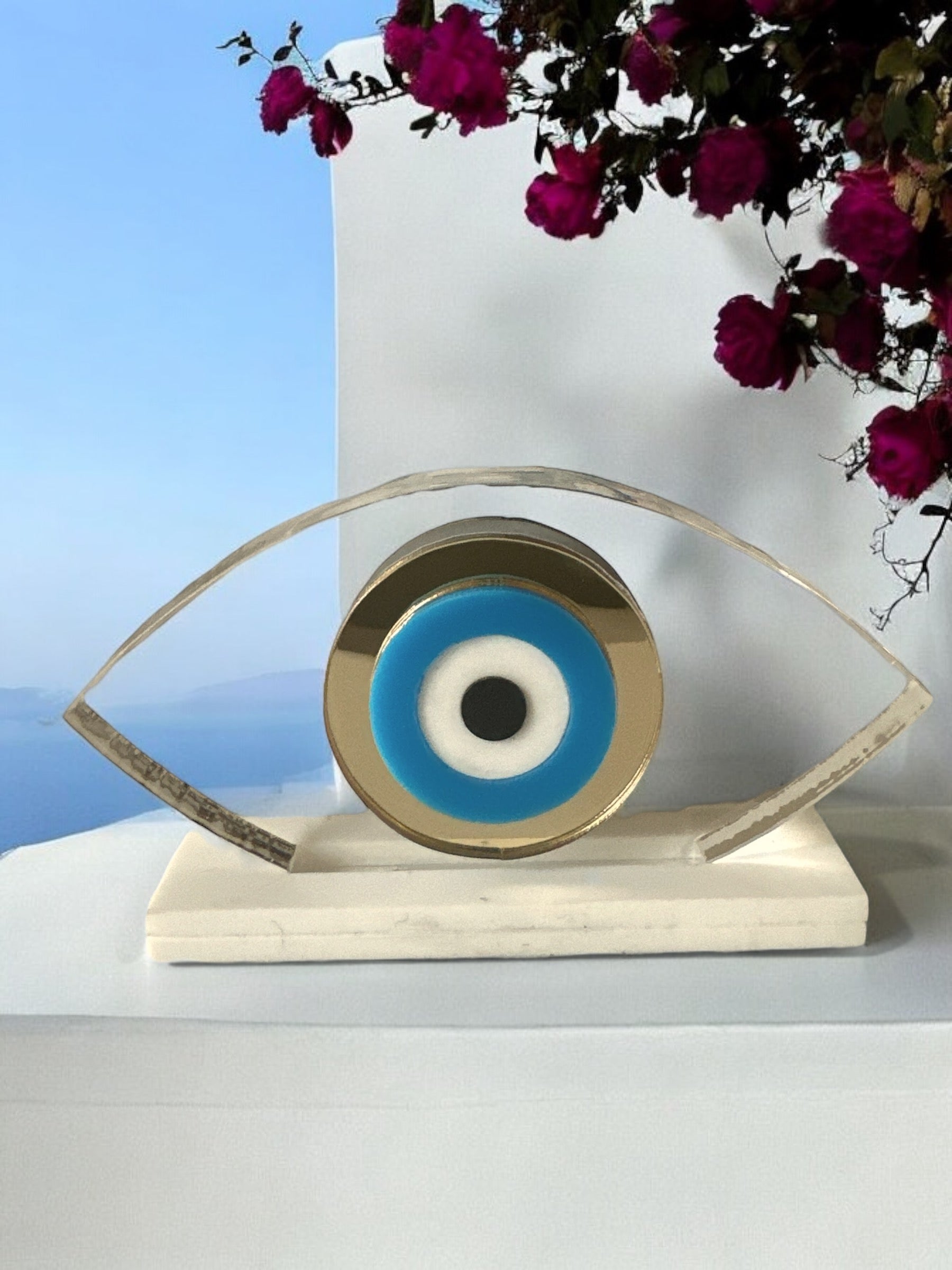 Γούρι διάφανο πλεξιγκλάς μικρό οβάλ μάτι σε βάση - So Cute by Dimi