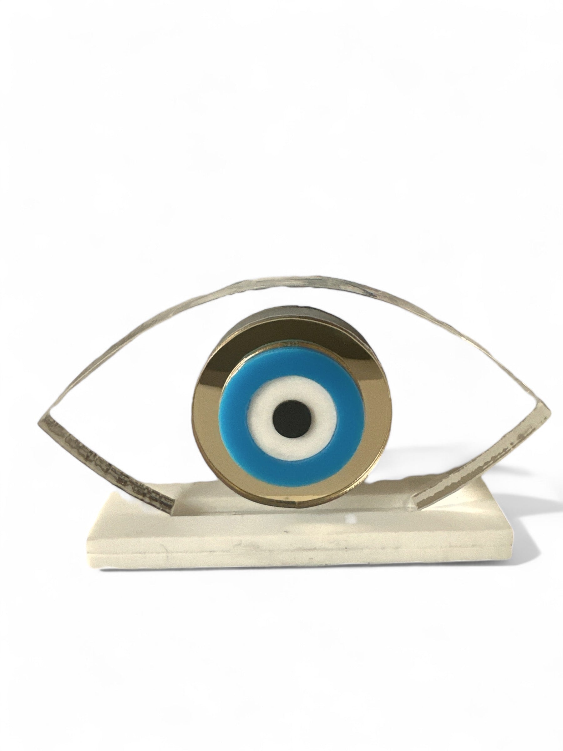 Γούρι διάφανο πλεξιγκλάς μικρό οβάλ μάτι σε βάση - So Cute by Dimi