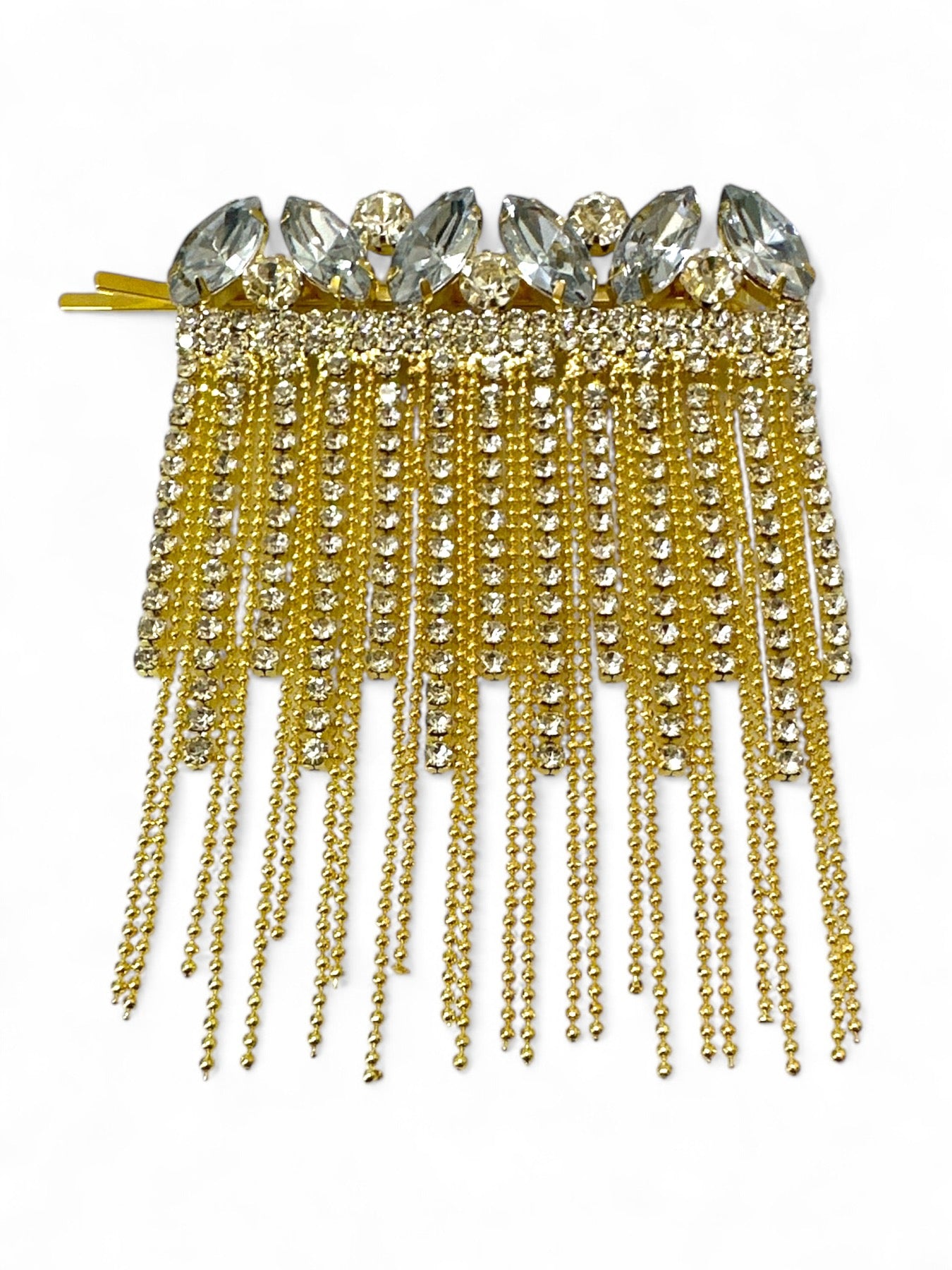 Τσιμπιδάκι μαλλιών με κρεμαστές αλυσίδες και στρας - So Cute by Dimi