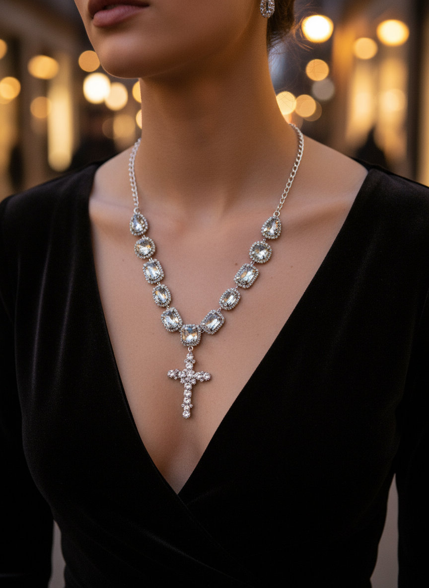 CRYSTAL CROSS NECKLACE - So Cute by Dimi