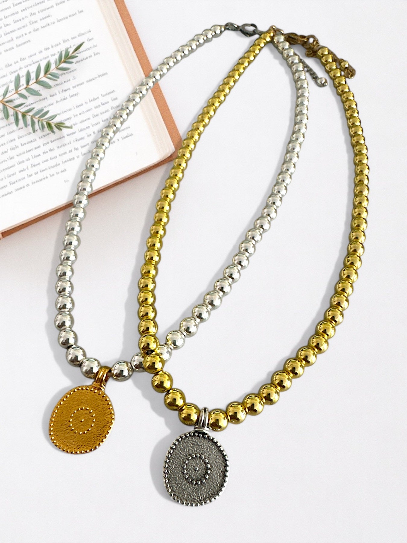 Χειροποίητο κολιέ με χάντρες αιματίτη και ματάκι σε χρυσό και ασημί – Hematite Eye Necklace – So Cute by Dimi