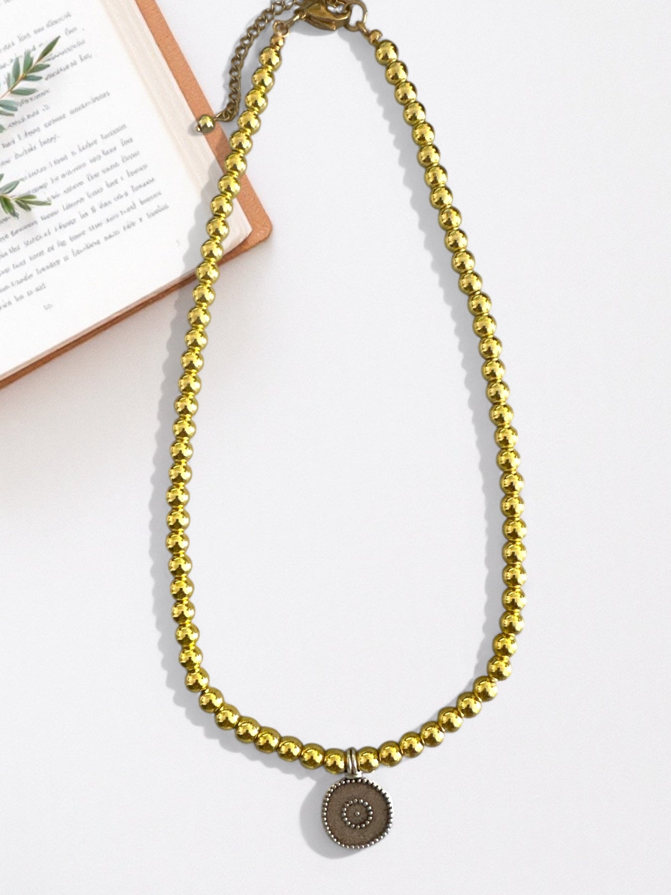 Χειροποίητο κολιέ με χάντρες αιματίτη και ματάκι σε χρυσό και ασημί – Hematite Eye Necklace – So Cute by Dimi